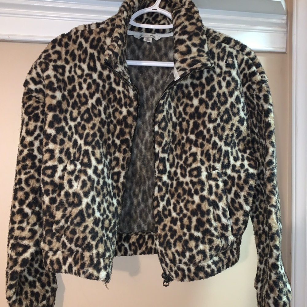 American eagle cheetah Sherpa jacket